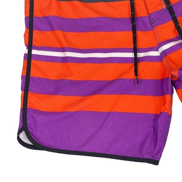 Hurley Phantom Boardshorts Mens 36 Logo Patch Red Purple Bright Striped Swim - Picture 4 of 11